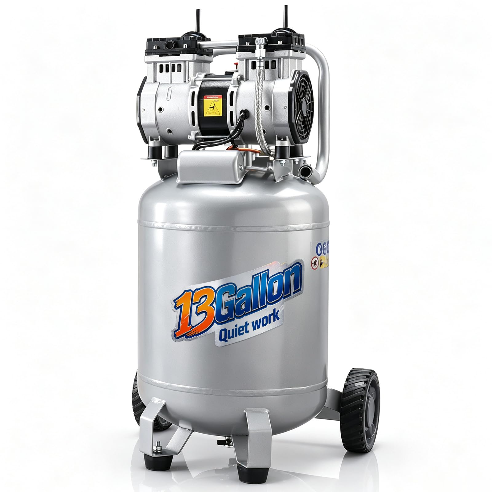 VEVOR 13-Gallon Air Compressor, 2HP, 4.6 SCFM@90PSI, Oil-Free Tank, 66dB Quiet O