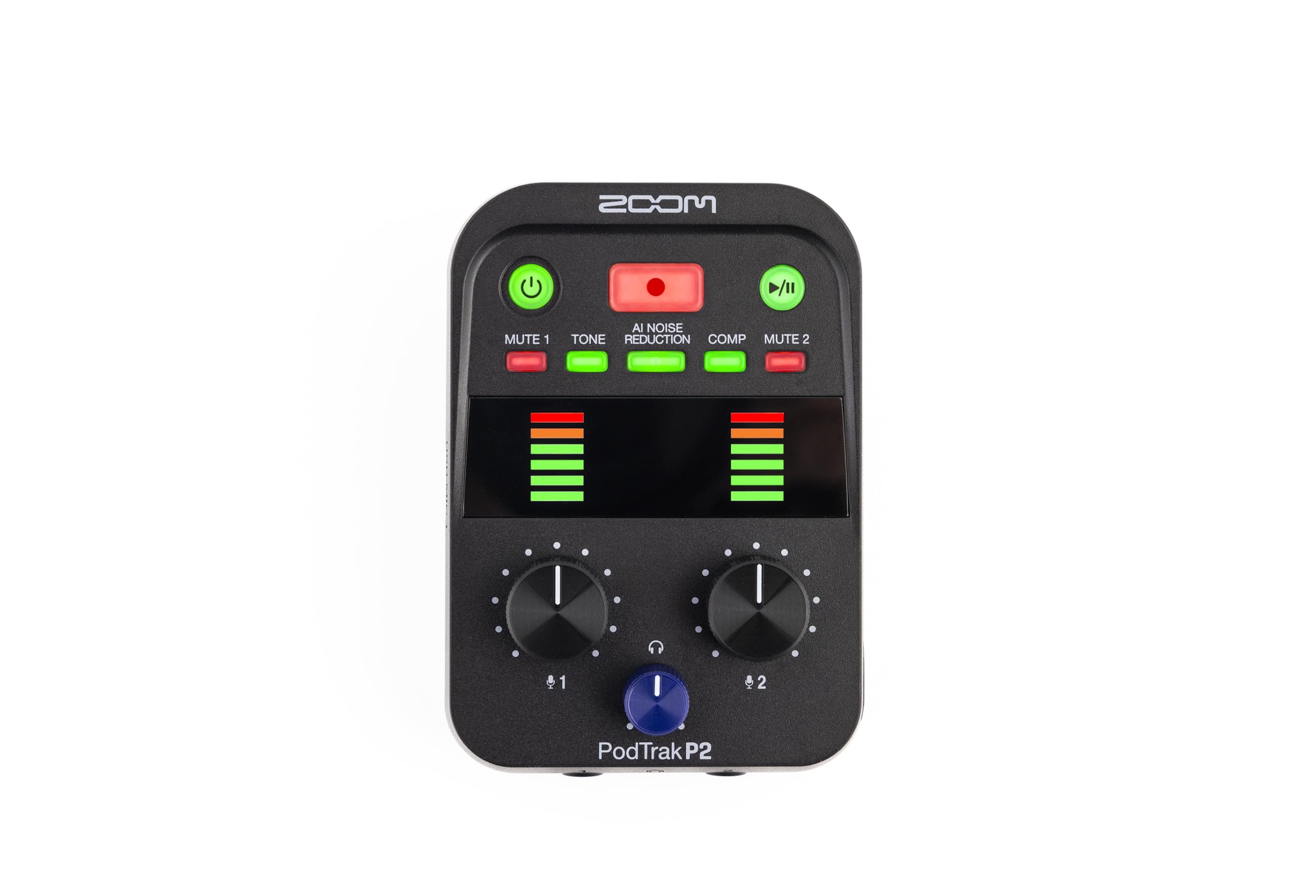 Zoom PodTrak P2 Podcast Recorder with 2 USB Mic Inputs & AI Noise Reduction | 2 