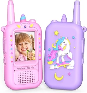 Wootoy Video Walkie Talkies for Kids, 3 4 5 6 7 8 Year Old Girl Gifts Toys | 2 Pack Rechargeable Walkie Talkies with HD Camera Unicorn Backyard Outdoor Toys for Kids Christmas Birthday Gifts for Girls