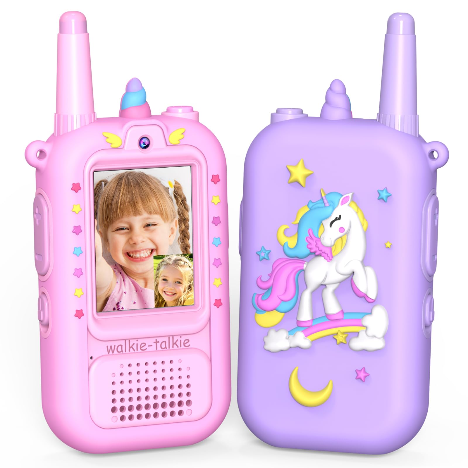 Wootoy Video Walkie Talkies for Kids, 3 4 5 6 7 8 Year Old Girl Gifts Toys | 2 P