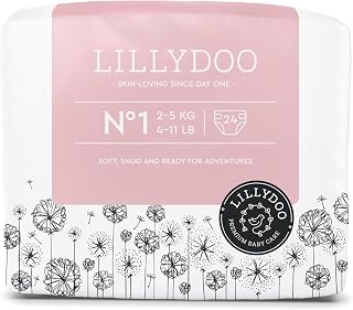 LILLYDOO Skin Friendly Nappies Size 1 (2+ kg) Pack of 24 | Safe leakage protection, soft, without perfumes and lotions for sensitive skin, dermatologically tested