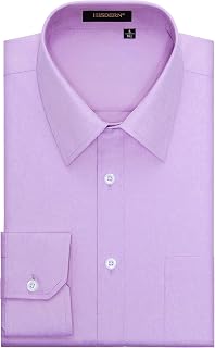 HISDERN Men's Plain Shirt, Colour-Easy Ironing