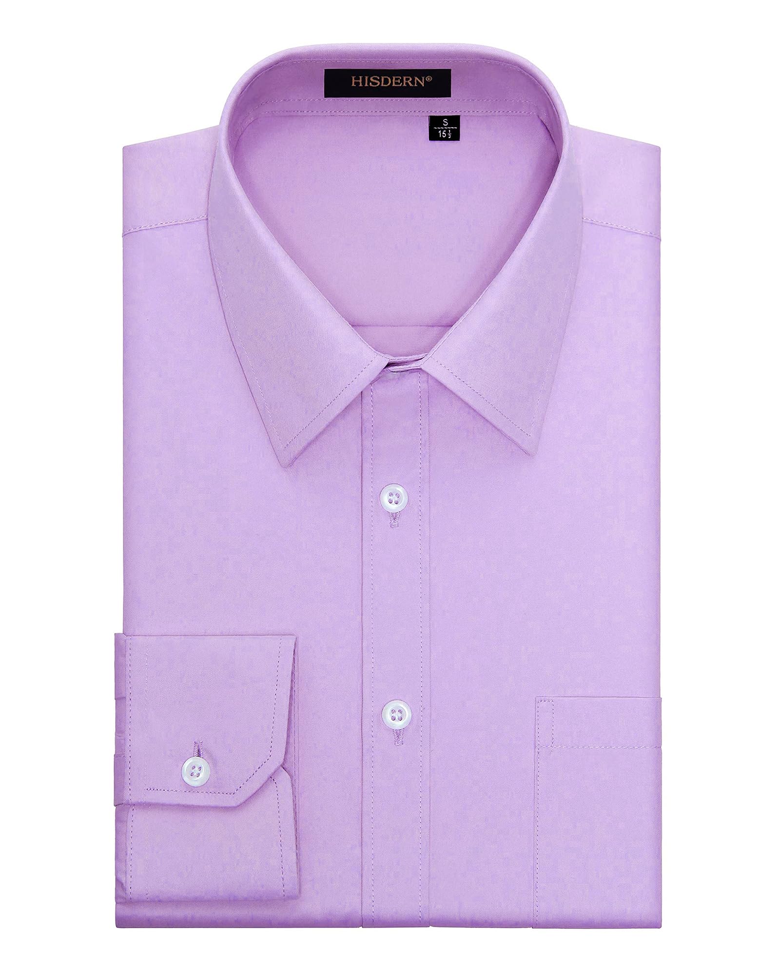 HISDERN Men's Plain Shirt, Colour-Easy Ironing