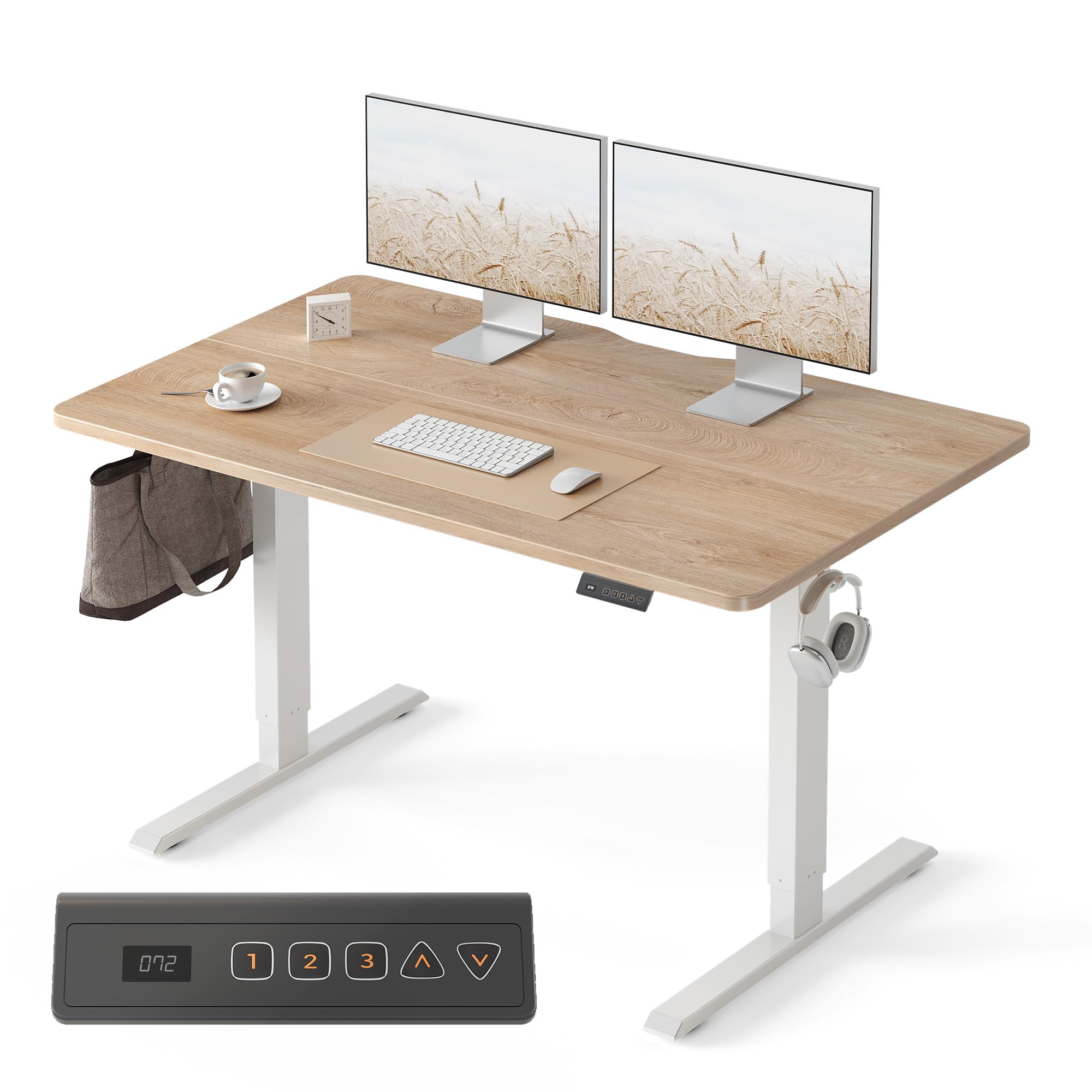 FEZIBO Standing Desk 47 x 24 Inch, Height Adjustable Desk with Memory Buttons, E