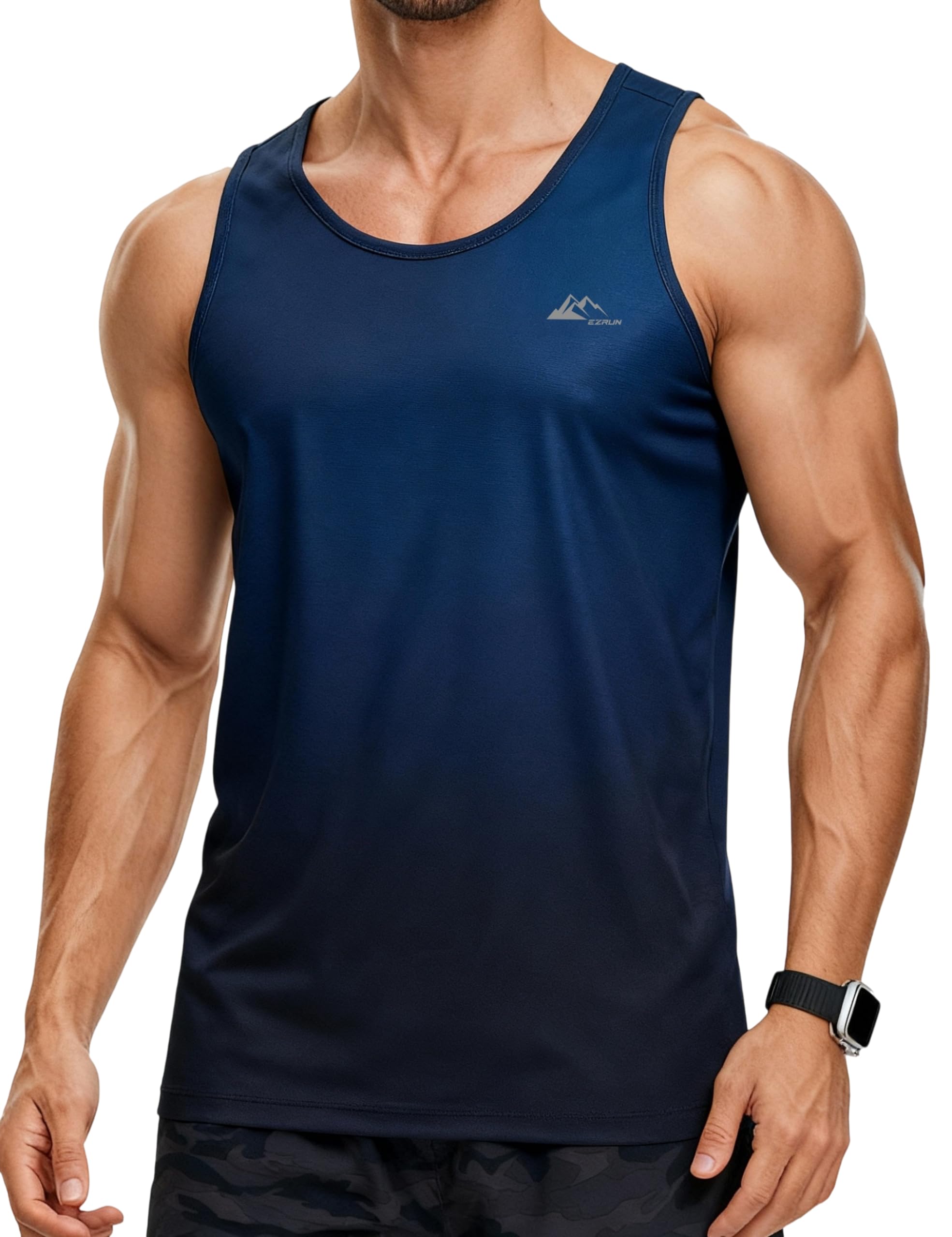 EZRUN Men's Quick Dry Tank Top UPF 50+ Summer Workout Muscle Sleeveless Shirts f