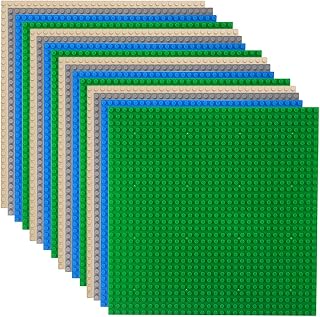 LVHERO 8 Pack Classic Baseplates Building Plates for Building Bricks 100% Compatible with All Major Brands-Baseplate, 10" x 10", Multicolored