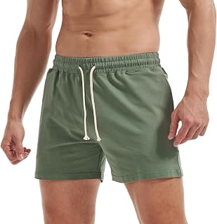 AIMPACT Men's 5" Cotton Workout Shorts Casual Fitness Gym Shorts with Pockets