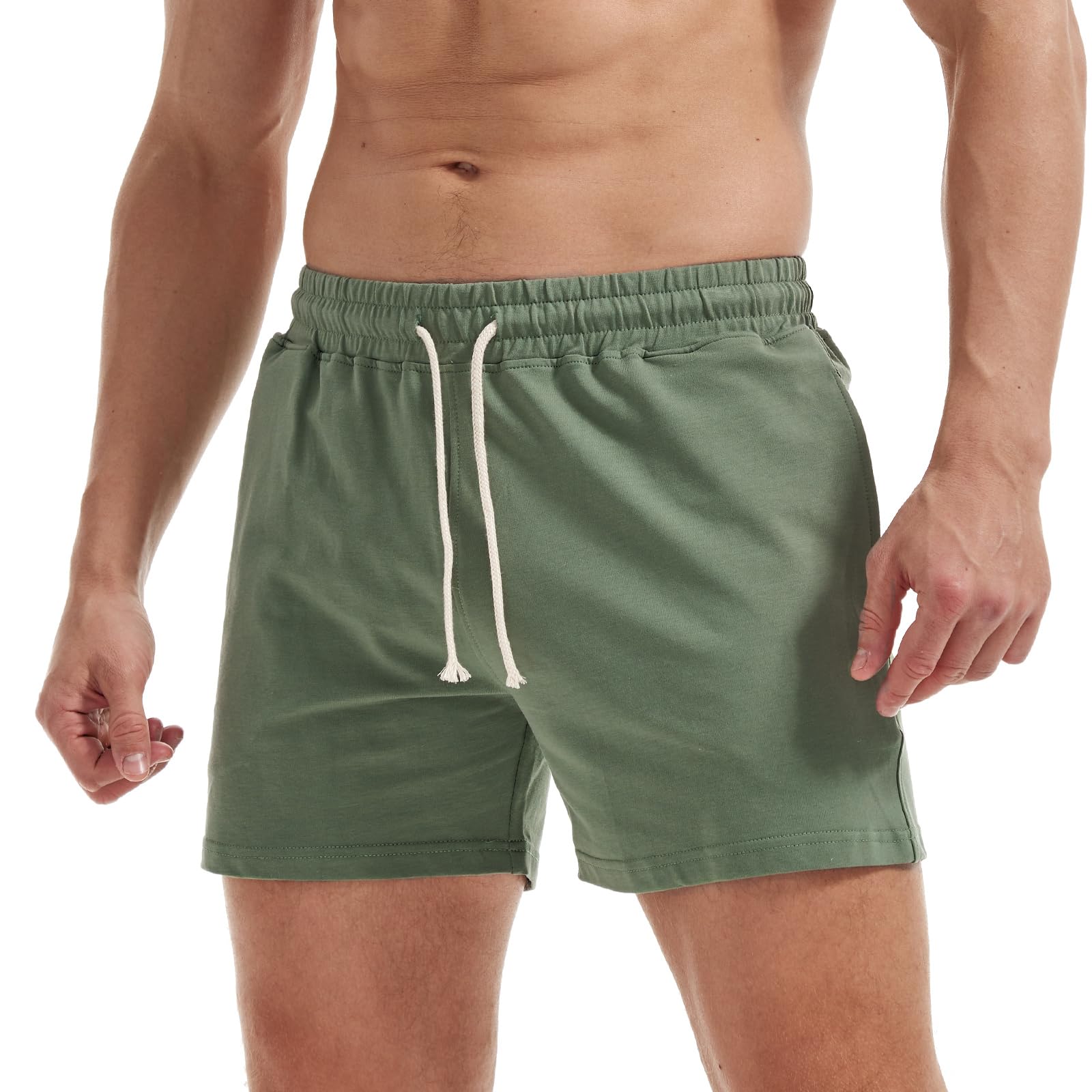 AIMPACT Men's 5" Cotton Workout Shorts Casual Fitness Gym Shorts with Pockets