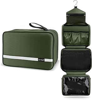 Kulturbeutel zum Aufhängen, Kulturbeutel Herren Damen, Kosmetiktasche Groß Waschtasche Reise Waschbeutel Cosmetic Bag Makeup Tasche Kulturtaschen Toilettentasche mit Haken (Dunkelgrün)