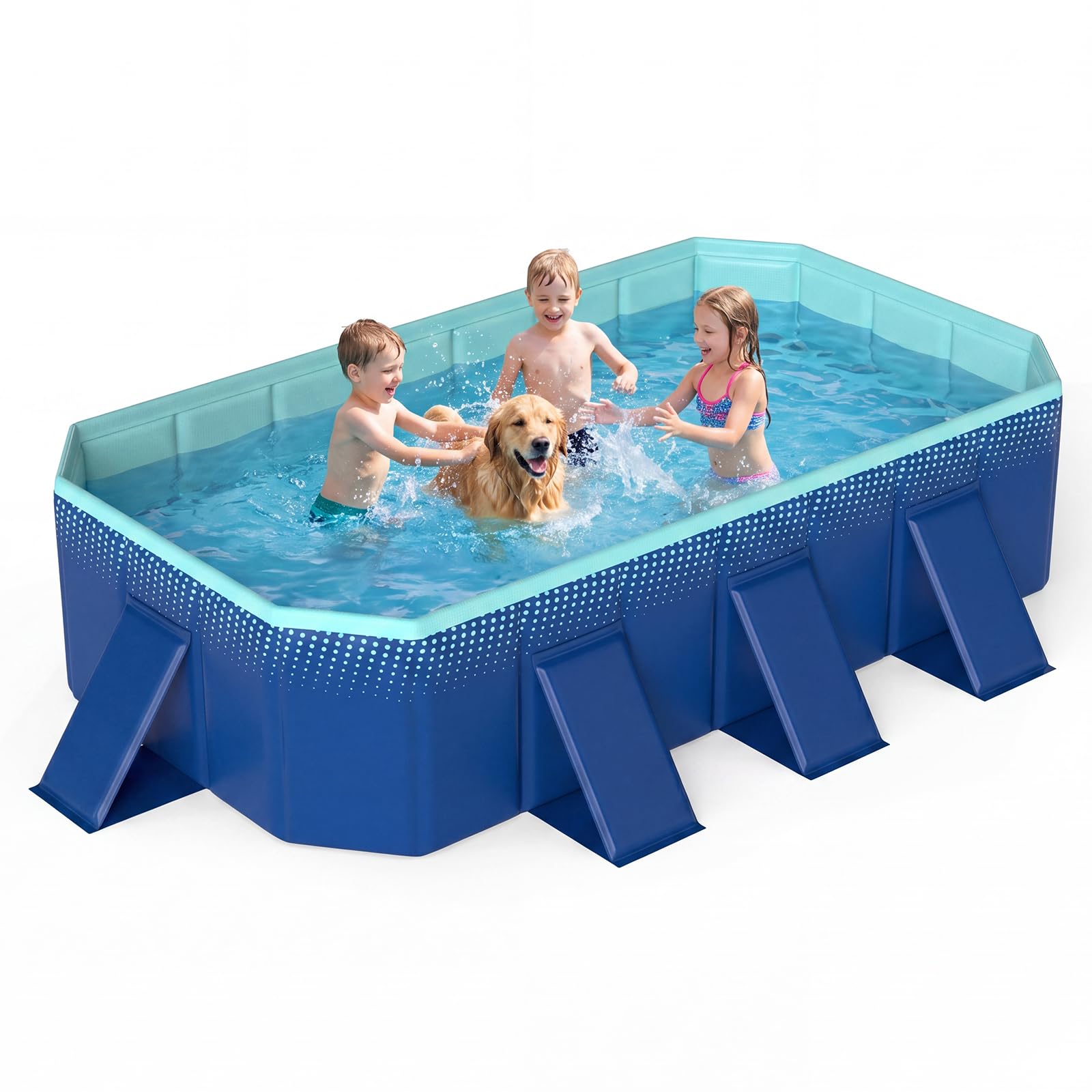 Goplus Foldable Non-Inflatable Swimming Pool, Portable Rectangle Around Ground P