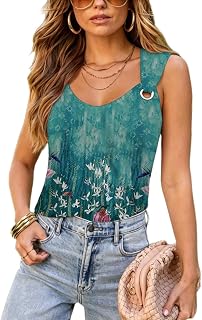 Summer Tank Cute Tops for Women Casual Sleeveless Shirt Loose Fit Scoop Neck Cold Off Shoulder Blouse Casual Tee