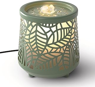 Homedics Indoor Relaxation Fountain with Light & Natural Sound (Green) | Tabletop Water Fountain for Home or Office, Small Indoor Water Fountain with Quiet Pump, Soothing Zen Desktop Decor