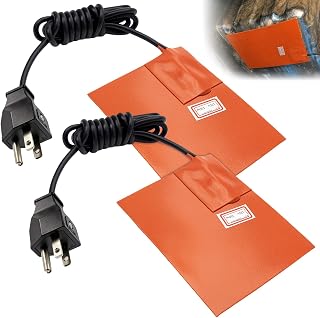2-Pack Oil Pan Heater Pads 4"×5" 120V 150W Engine Block Heater Set | Self-Adhesive Silicone Heating Pad with Thermostat, 63" 3-Prong Cord for Flat Metal Surfaces, Cold-Weather Car Heating Pad