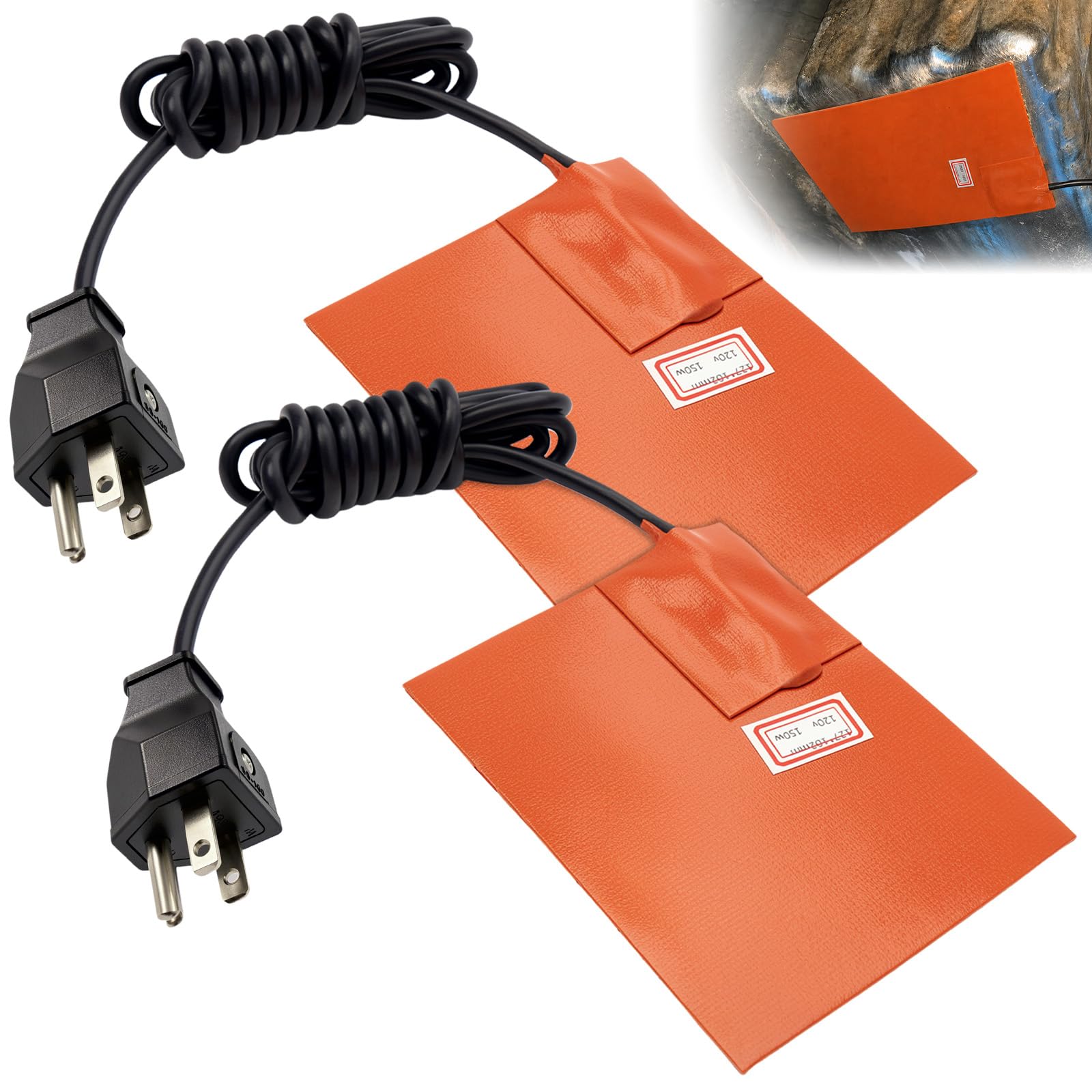 2-Pack Oil Pan Heater Pads 4"×5" 120V 150W Engine Block Heater Set | Self-Adhesi