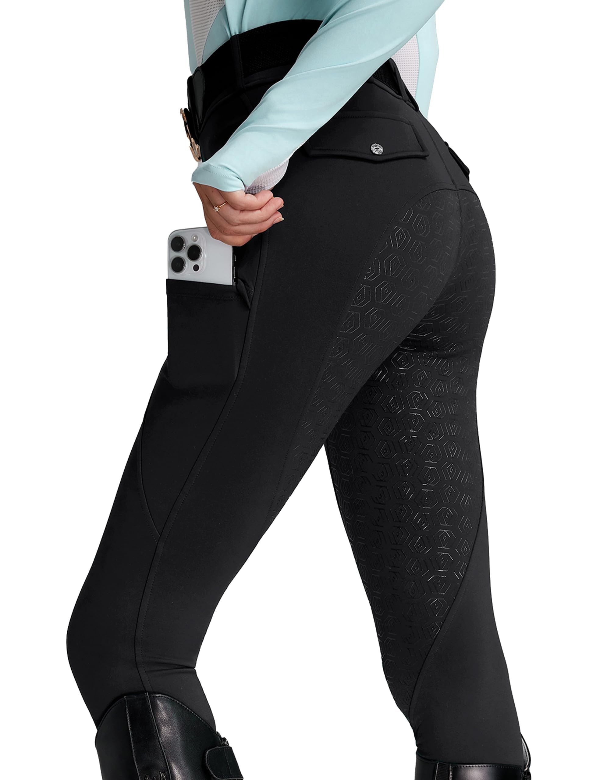 FitsT4 Sports Women's Fleece Horse Riding Pants Full Seat Equestrian Breeches Wi