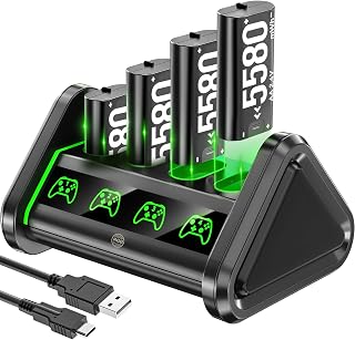Xbox Battery Pack Rechargeable, OIVO Xbox Controller Charger with 4 x 5580mWh Packs Rechargeable Battery Packs, Xbox Controller Battery Pack for Xbox Series X/S/One/Elite/Core Controller