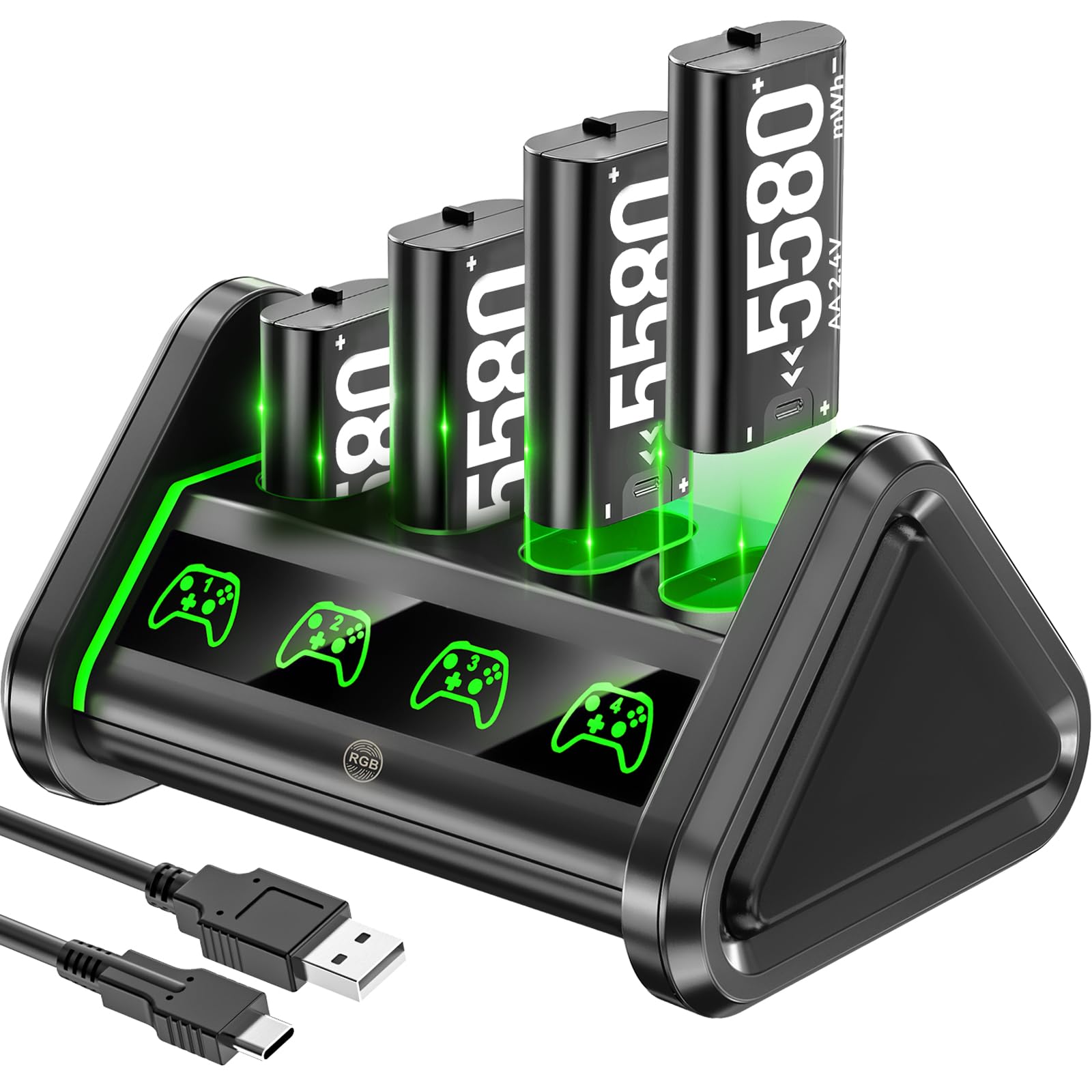 Xbox Battery Pack Rechargeable, OIVO Xbox Controller Charger with 4 x 5580mWh Pa
