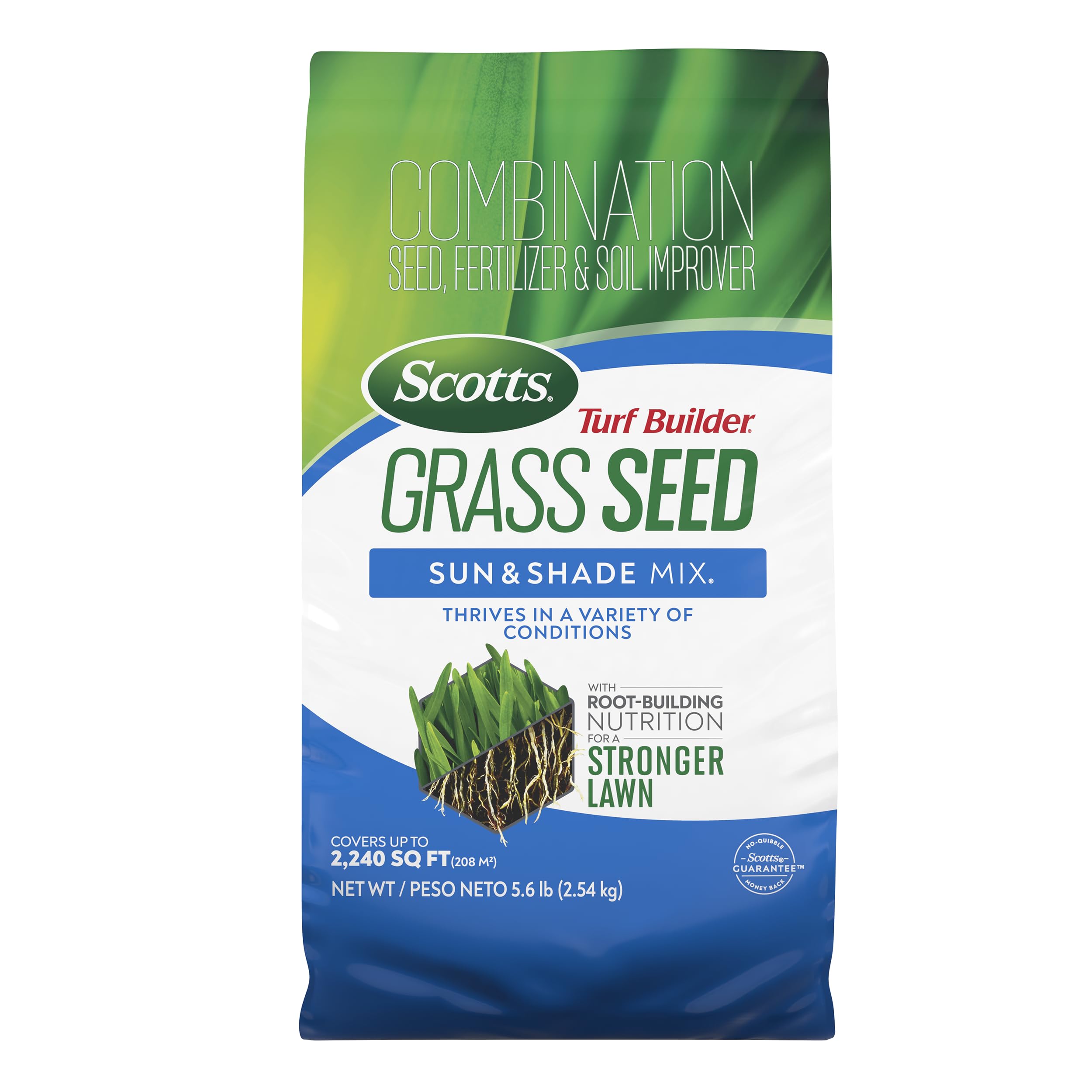 Scotts Turf Builder Grass Seed Sun & Shade Mix, 5.6 lbs. | Grass Seed Plus Lawn 