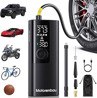 Tire Inflator Portable Air Compressor, 3X Faster Inflation | for Car Tires, Bikes, Motorcycles, Balls, Auto Shut-off, Cordless Air Pump with LED & Digital Pressure Gauge