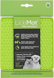 LickiMat Mini Soozer Green Pet Placemat for Dogs and Cats, Feeding Dish, Food Bowl, Oral Care, Slow Eating Prevention, Stress Reduction, Training, Veterinarian-Supervised, Genuine Product