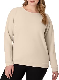 Hanes EcoSmart Women's Crewneck V Notch Fleece Pullover Sweatshirt Crew Neck V Notch Wide Ribbed Cuffs and Hem (1 Pack)