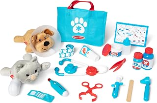Melissa & Doug Examine and Treat Pet Vet Play Set, 24-Piece Animal Doctor Playset with Dog & Cat Plushies, Pet Doctor Kit & Accessories, Preschool Toys for Girls & Boys Ages 3+