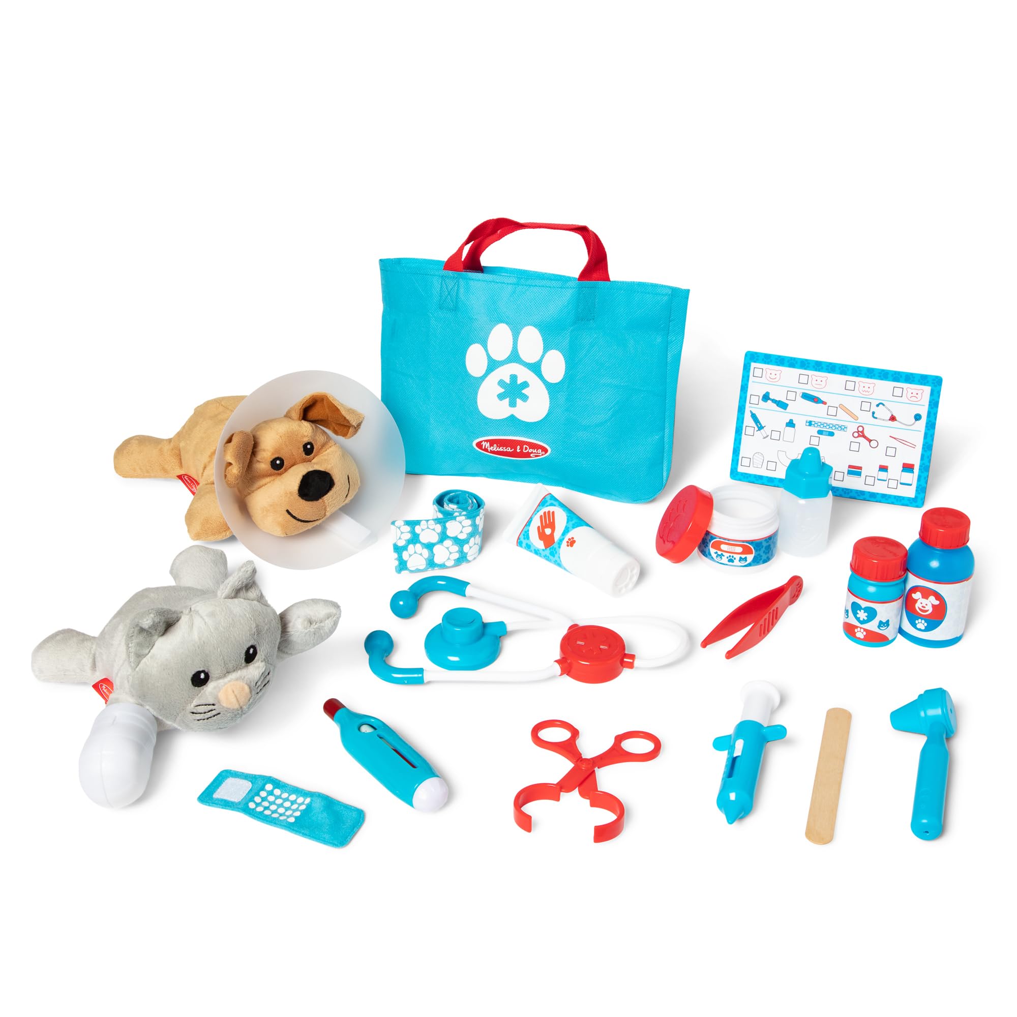 Melissa & Doug Examine and Treat Pet Vet Play Set, 24-Piece Animal Doctor Playse