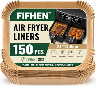 150PC Air Fryer Liners for Ninja Dual, FIFHEN Parchment Paper Air Fryer Liners Disposable, Air Fryer AF300UK AF400UK SL400UK Accessories Compatible with Ninja, Keplin, Tower, Other Dual Zone Air Fryer