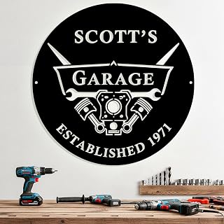 Personalized Garage Metal Signs, Custom Workshop Signs Wall Art Decor