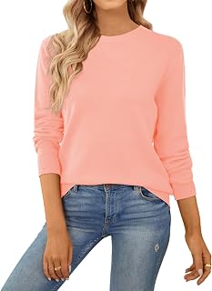 QUALFORT Maglione da donna 100% cotone morbido lavorato a maglia Pullover Maglioni, Rosa chiaro., XL