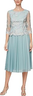 Alex Evenings Women's Faux Sequined Long Tea Dress (Petite and Normal) Special Occasion Dress
