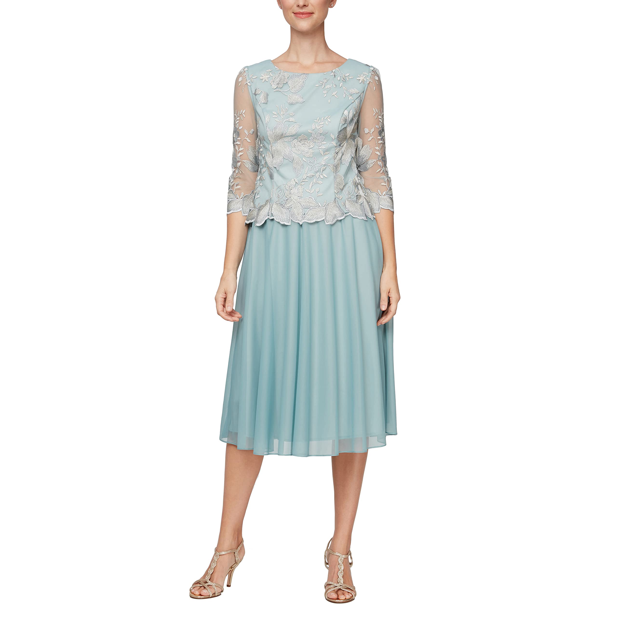 Alex Evenings Women's Faux Sequined Long Tea Dress (Petite and Normal) Special O