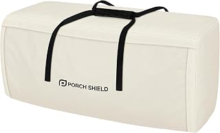 Porch Shield Outdoor Cushion Storage Bag 48" L x 15" W x 22" H, Beige | Heavy Duty 600D Poly, Holds More than 7 Cushions