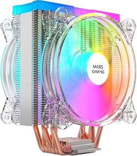 Mars Gaming MCPU66, CPU Heatsink 220W TDP, 6x Heatpipes HCT, Dual Fan 120mm, Triple ARGB Lighting, Ultra-Quiet PWM, Compatible Intel and AMD