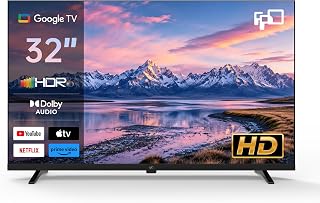FPD 32 inch Smart TV HD 720p LED Google TV, Google Cast | Google Play HDR 10, Dolby Audio, Voice Remote, Stream Live TV, Flat Screen Television