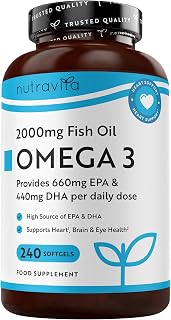 Nutravita Omega 3 Capsules High Strength 2000mg - Which? Best Buy | Omega 3 Fish Oil Capsules with 660mg EPA & 440mg DHA - 240 Softgels - Heart, Brain & Vision - Friend of the Sea Certified