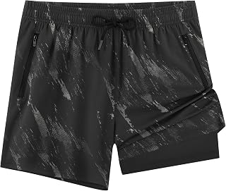 APTRO Men's 2 in 1 Swim Shorts with Zip Pocket