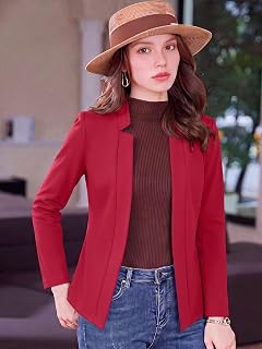 Stand Collar Stretch Jacket for Women Open Front Long Sleeve Daily Casual