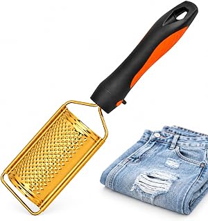 Jeans Distressing Tools, Denim Distressing Tool Stainless Steel Grater Leathercraft Accessories with Handle DIY Denim Scraper Tool Gold