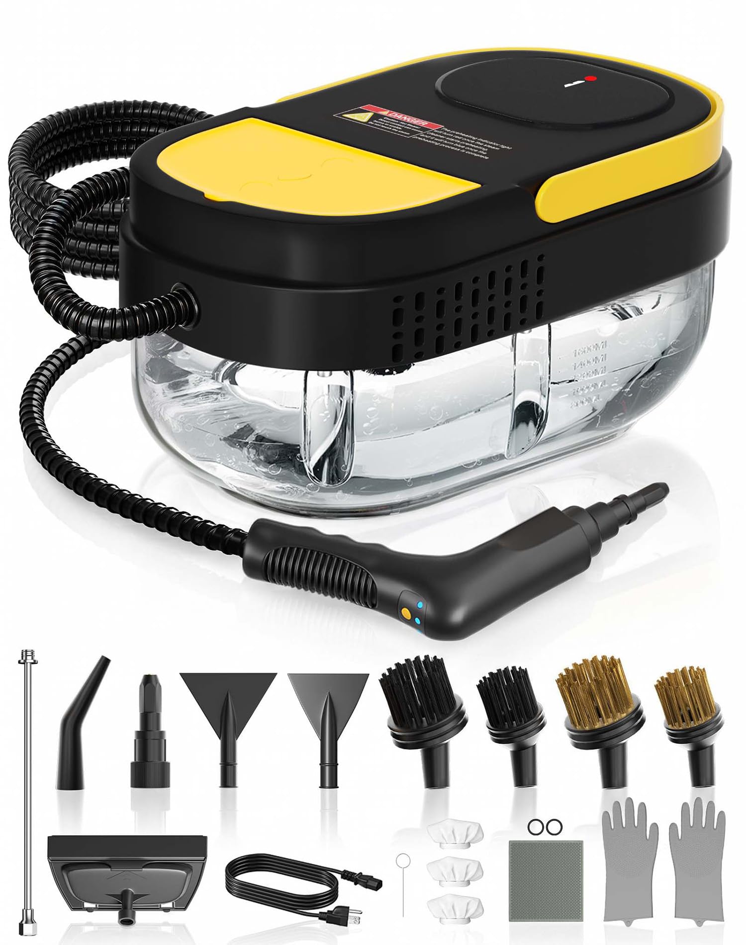 Gautye Steam Cleaner, 3 Level Adjustable Handle with 15 Accessories | 15s Heat U