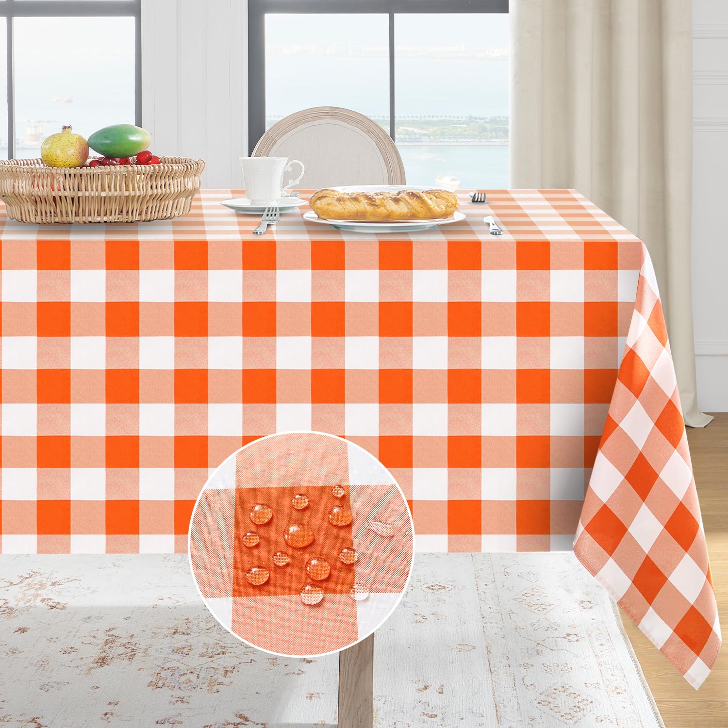 Softalker Vichy Checkered Tablecloth Square - Waterproof Outdoor Buffalo Check T