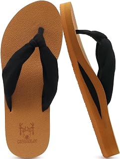 KuaiLu Women's Summer Arch Support Beach Flip Flops Anti-Skid Sea