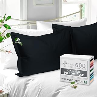 Pizuna Pure Cotton Standard Pillowcases 2 Pack Black 50x75 600 Thread Count