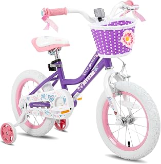 JOYSTAR Angel Girls Bike for Toddlers and Kids Ages 2-12 Years | 12-20 Inch Kids Bike with Training Wheels & Basket, 20 24“ Bicycle with Kickstand