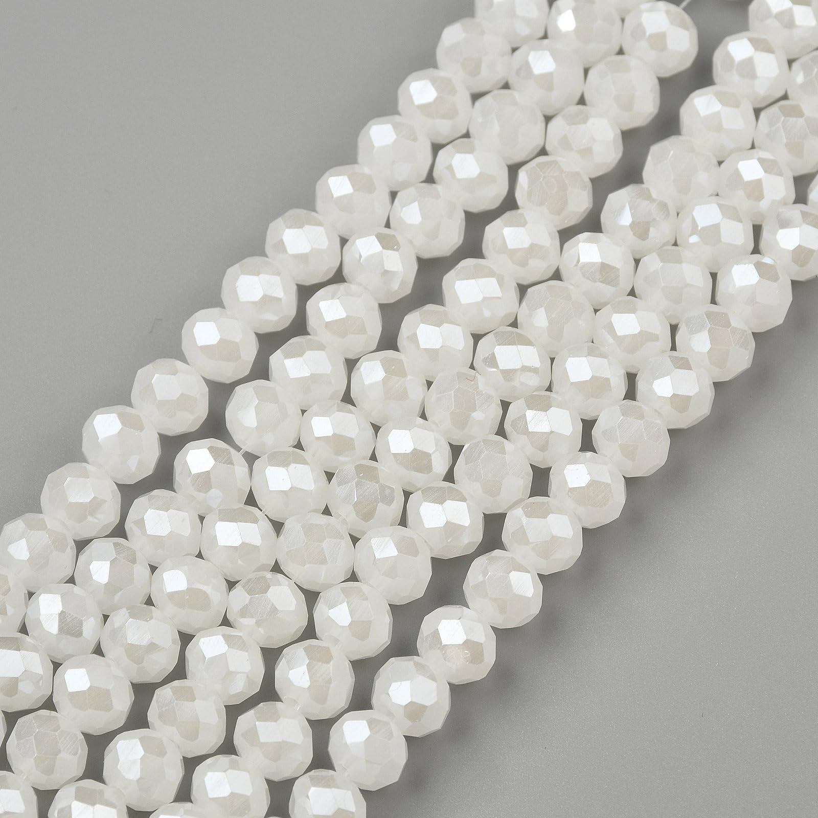 60pcs 8x5mm Glass Beads Imitation Jade Faceted Plated Beads Rondelle Beads for D