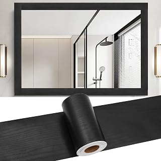 10M Bathroom Mirror Frame Border Kit, yuuzue Wallpaper Border Peel And Stick Border Trim, Self Adhesive Waterproof Mirror Trim Border for Kitchen Bathroom Wall Decor, Black