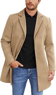 COOFANDY Mens Wool Blend Coat Winter Lapel Collar Classic Coat with Pockets