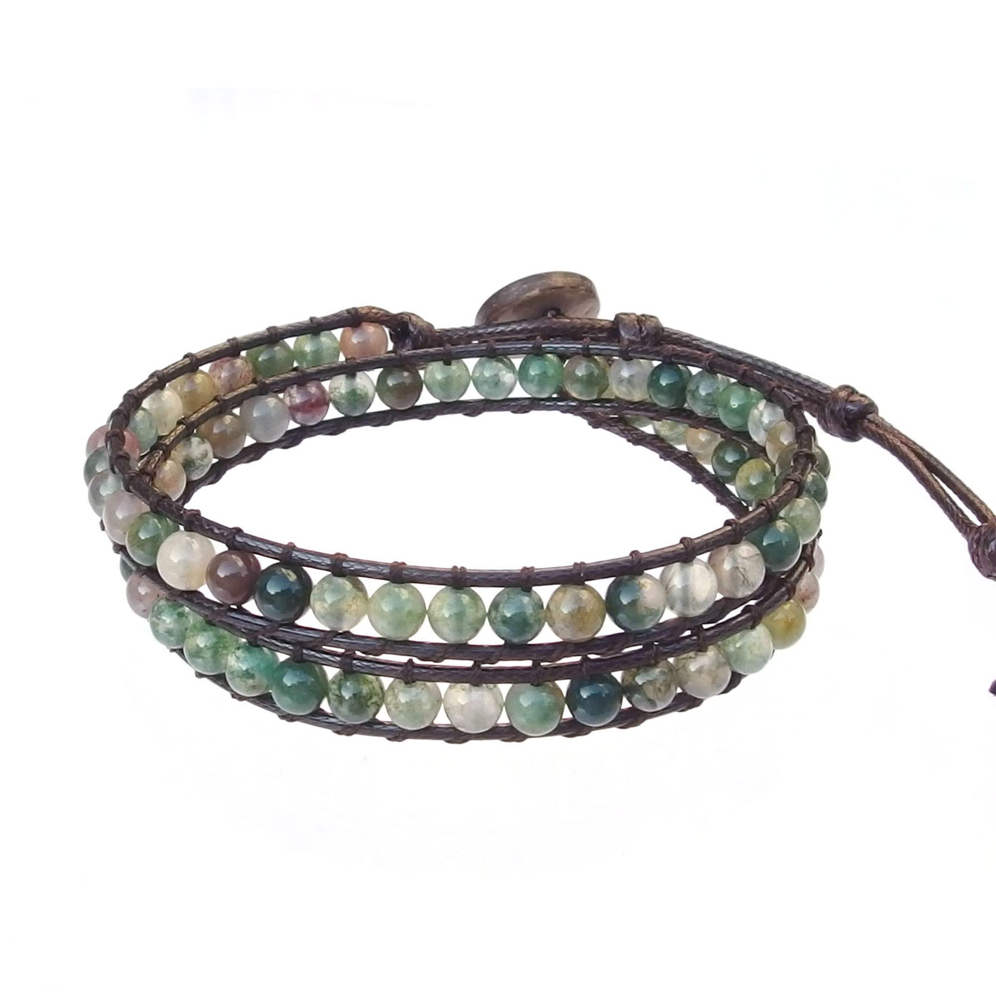 Beaded Wraps Bracelets for Women Men stone Adjustable Bracelet Gemstone crystal 