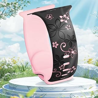Floral Engraved Band Apple Watch Band Women 40mm 38mm 41mm 42mm 44mm 45mm 46mm 49mm Soft Silicone Two Tone Flower Sport Strap for iWatch Series 10 9 8 7 6 5 4 3 2 1 SE Ultra