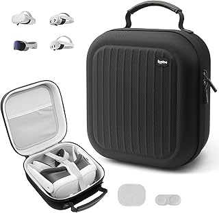 Hard Carrying Case for Meta Quest 3S/Quest 3/Steam Frame/Vision Pro Black | Portable Hard Carrying Case for Steam Frame VR Headset and Touch Controllers with Lens Protector for Travel and Home Storage